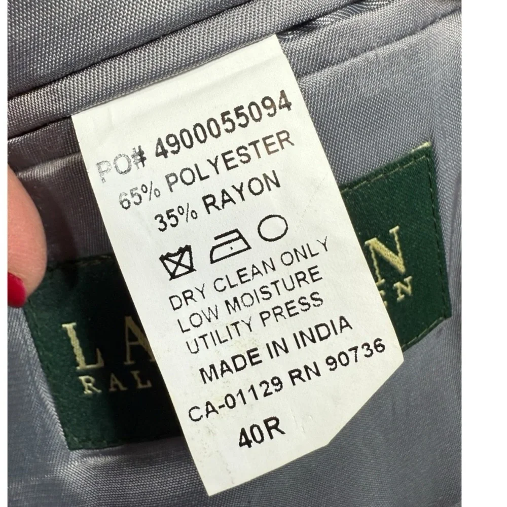 Lauren Ralph Lauren Men's 2 Button Blazer Gray Houndstooth‎ 40R